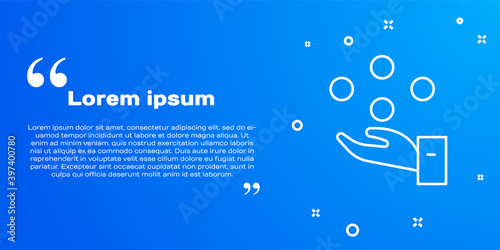 White line Juggling ball icon isolated on blue background. Vector.