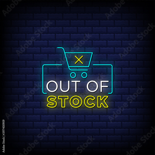 Out of stock neon signs style text