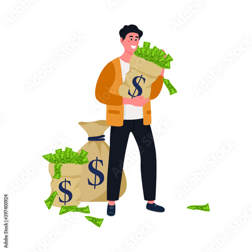 Rich people. Wealthy man and millionaire. Vector illustration wealthy businessman in financial stability set on white background