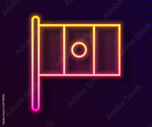 Glowing neon line Mexico flag on flagpole icon isolated on black background. Vector.