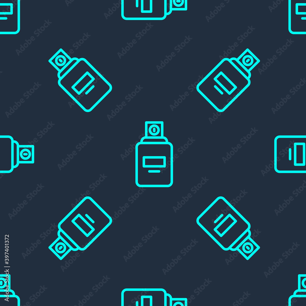 Green line Perfume icon isolated seamless pattern on blue background. Vector. Green line Perfume icon isolated seamless pattern on blue background. Vector.
