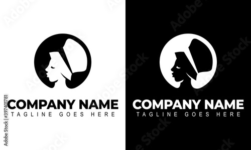 Ilustration vector graphic of  silhouette of chef woman with circle isolated on white or black background