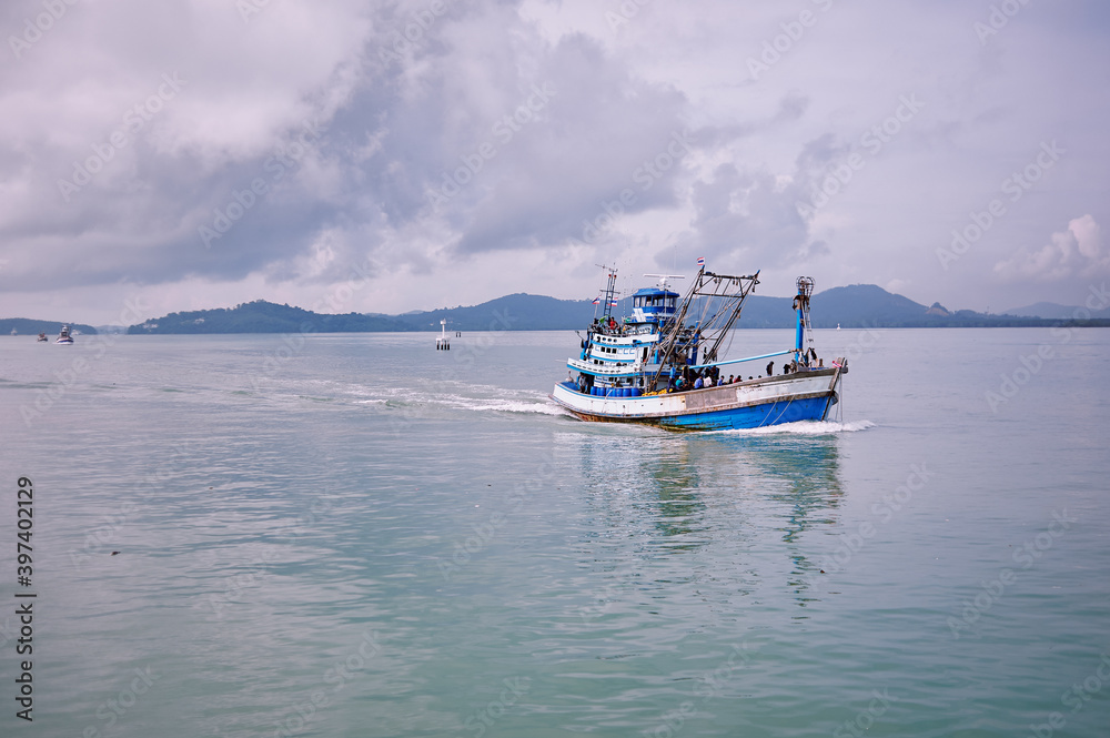 Fishing ship in Andaman sea, Thailand.