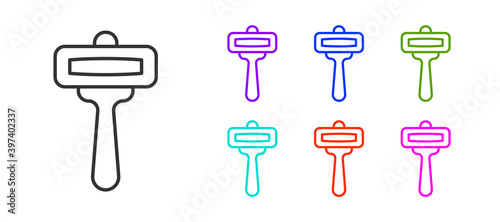Black line Shaving razor icon isolated on white background. Set icons colorful. Vector.