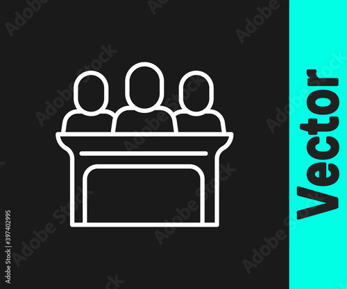 White line Jurors icon isolated on black background. Vector.