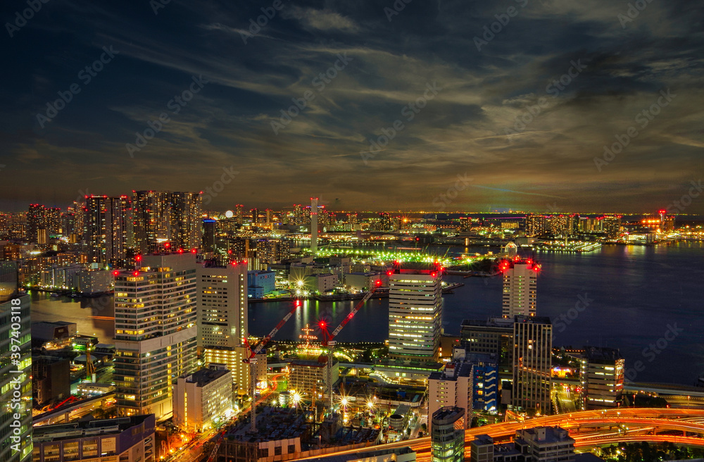 Night view of Tokyo Bay area