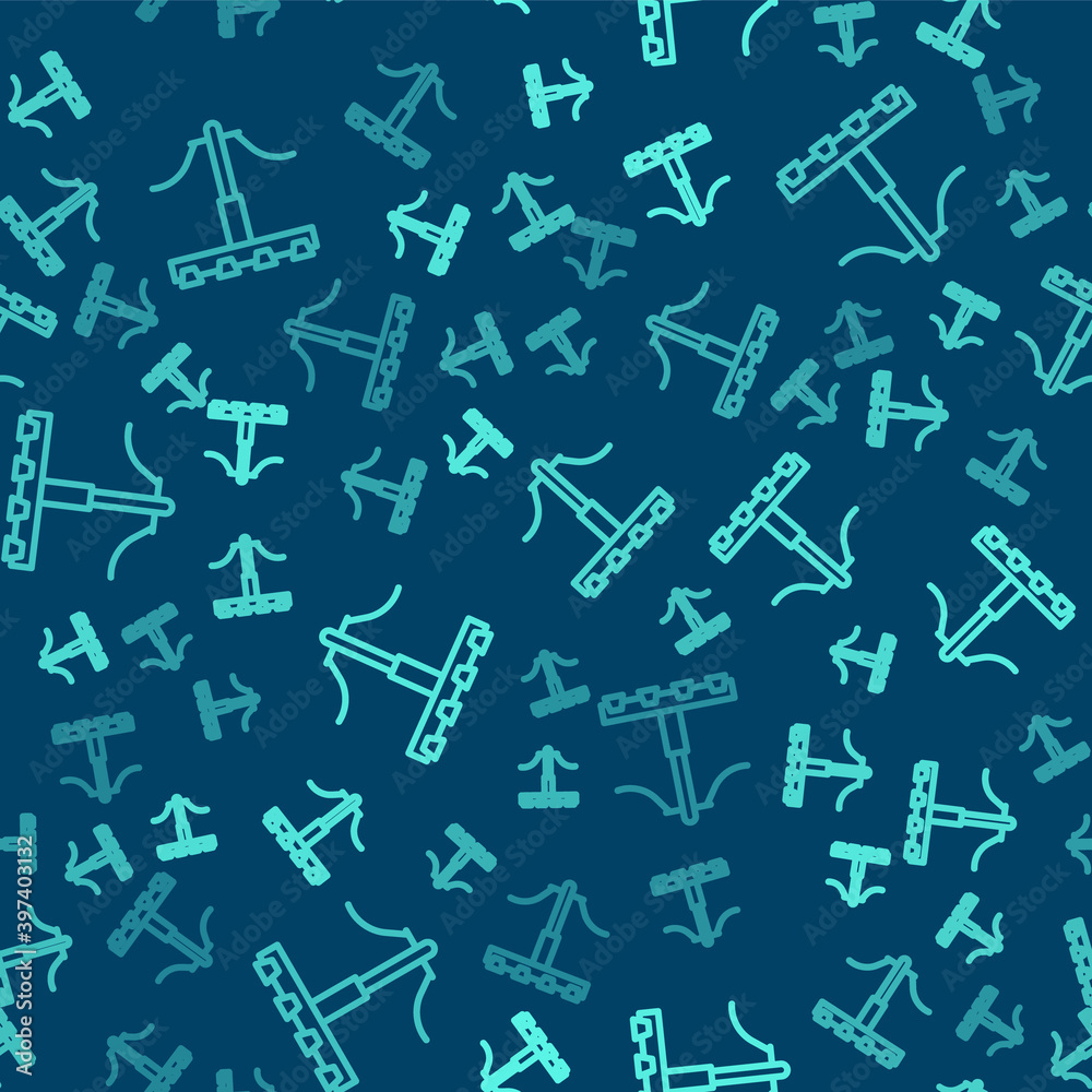 Green line Railway icon isolated seamless pattern on blue background. Railroad overhead lines. Contact wire. Vector. Green line Railway icon isolated seamless pattern on blue background. Railroad overhead lines. Contact wire. Vector.