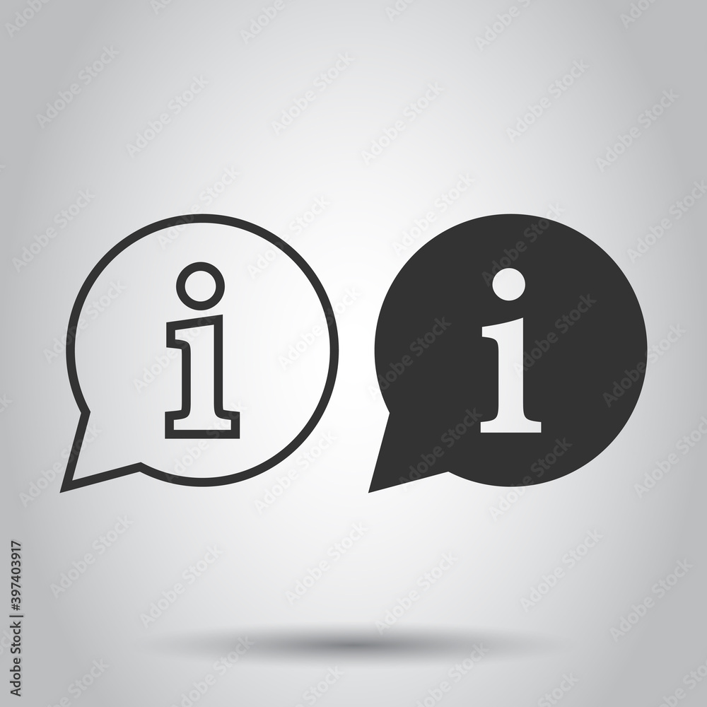 Information icon in flat style. FAQ help vector illustration on white isolated background. Helpdesk business concept. Information icon in flat style. FAQ help vector illustration on white isolated background. Helpdesk business concept.
