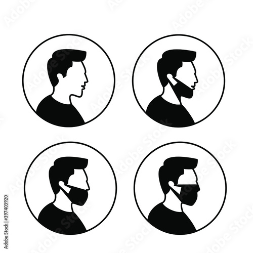 Male wearing medical face mask. Vector icon