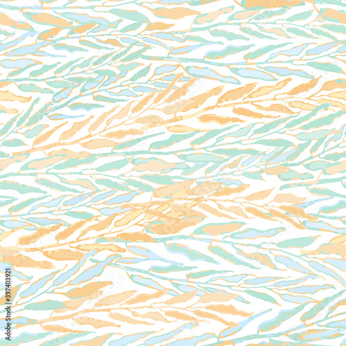 Vector seamless background with colorful watercolor illustration of foliage and plants. Can be used for wallpaper, pattern fills, web page, surface textures, textile print, wrapping paper
