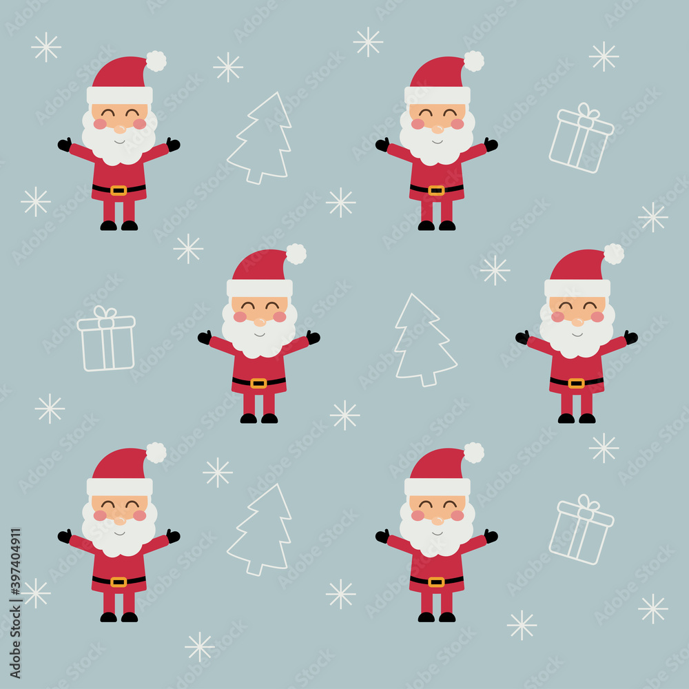 Seamless cute Santa Claus pattern