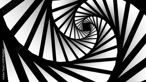 Abstract background, black and white spiral whirl, fractal like design, interesting vector illustration.