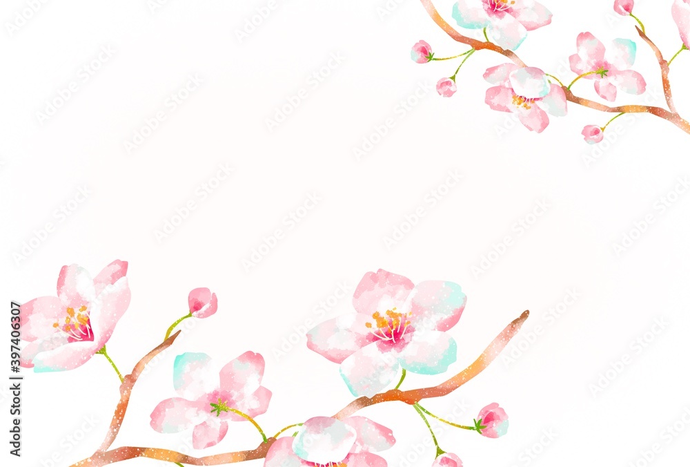 優しいタッチの桜のフレーム