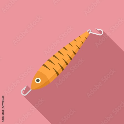Fish bait hook icon. Flat illustration of fish bait hook vector icon for web design