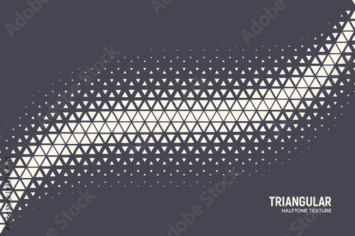 Triangular Particles Halftone Vector Geometric Technology Oscillation Wave Isolated Abstract Background. Triangles Retro Simple Pattern. Minimal 80s Style Dynamic Tech Wallpaper