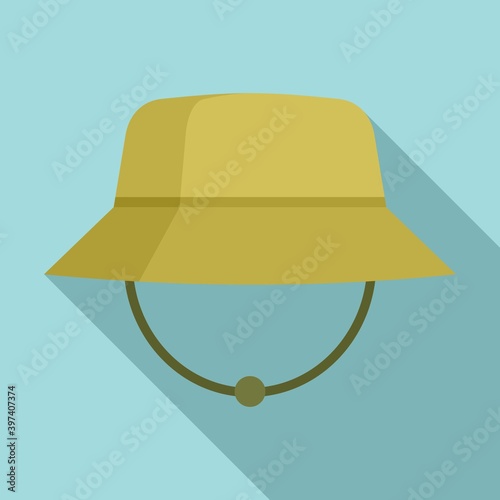 Fisherman summer cap icon. Flat illustration of fisherman summer cap vector icon for web design