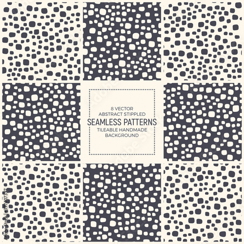 Scandinavian Style Stippled Abstract Seamless Patterns Vector Set
