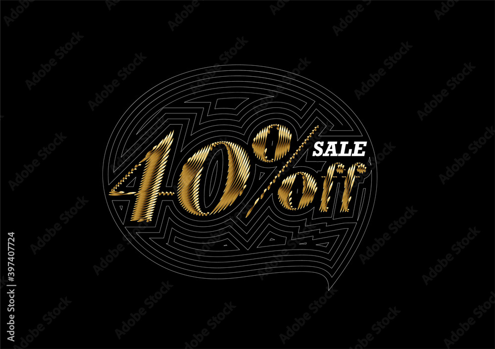Fototapeta premium 40% OFF Gold Sale Discount Banner. Discount offer price tag. Vector Modern Sticker Illustration.