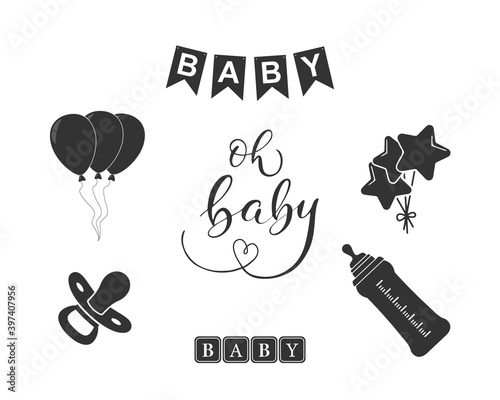 Baby icon. Baby Banner. Oh Baby. Vector illustration.