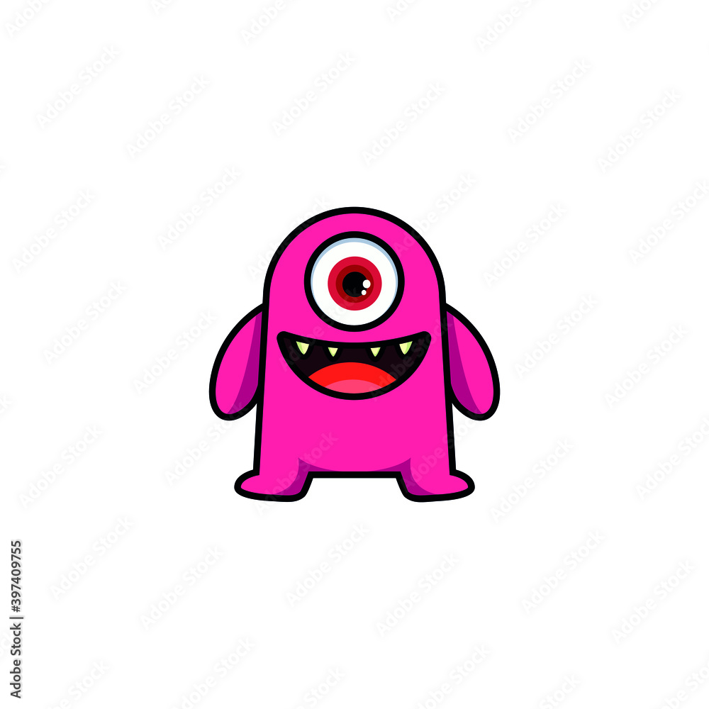Fototapeta premium Cute monster logo. Monster logo character template vector. Character logo template.