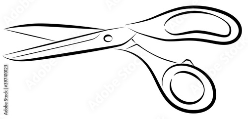 Abstract image of tailoring scissors in black 