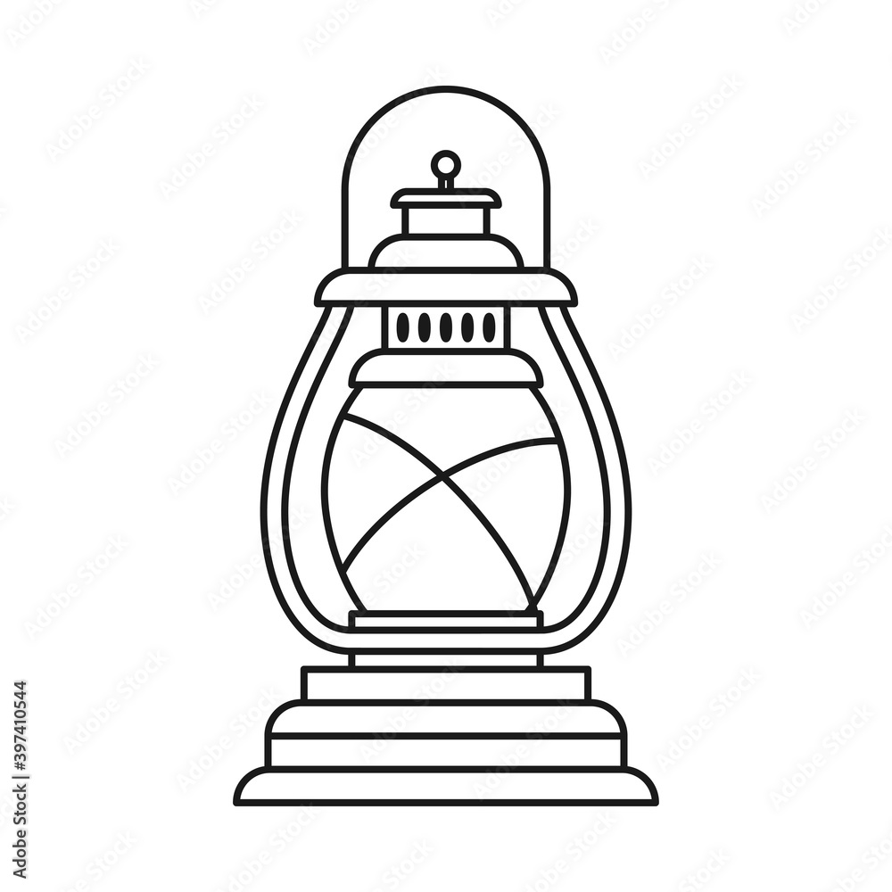 Line art black and white oil lantern Line art black and white oil lantern