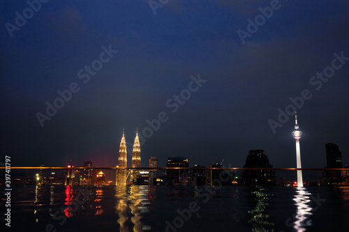 Photography Swimming pool on roof top with beautiful city view