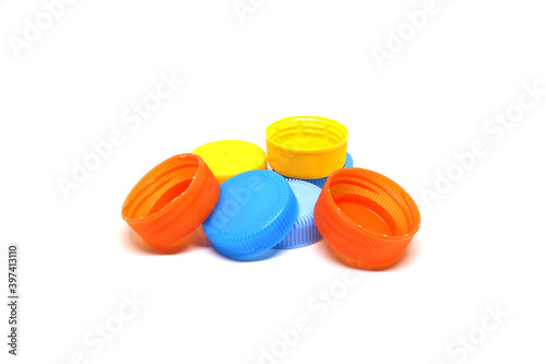 Colorful plastic bottle cap isolated on white background