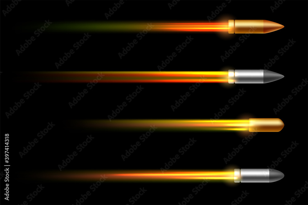 Realistic flying bullet in motion Realistic flying bullet in motion