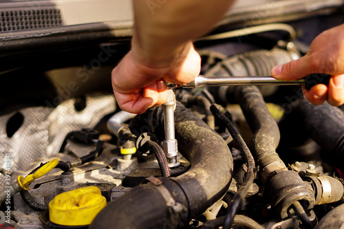 repairing the car engine