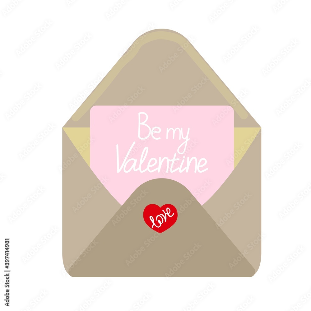 Greeting card for Valentine's Day or Women's Day, Envelope open in an envelope delicate bouquet of flowers,On an envelope red heart with the inscription -Love,vector illustration,Envelope with a love. Greeting card for Valentine's Day or Women's Day, Envelope open in an envelope delicate bouquet of flowers,On an envelope red heart with the inscription -Love,vector illustration,Envelope with a love.