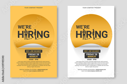 Hiring recruitment design poster. Vector Illustration