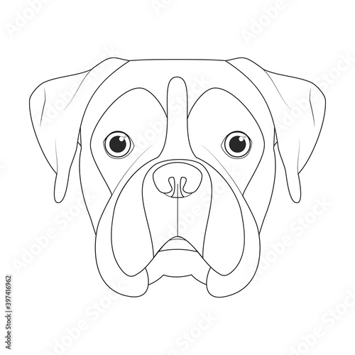 Boxer dog easy coloring cartoon vector illustration. Isolated on white background