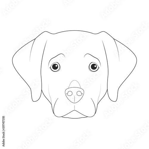 Labrador Retriever dog easy coloring cartoon vector illustration. Isolated on white background