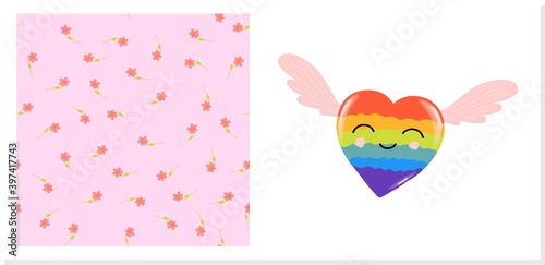 rainbow hearts. lgbt. Trendy cartoon poster. Decorative symbol. Celebration banner. Bright decoration. Poster, print, card, banner design. Fashion print