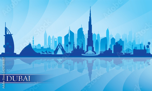 Dubai city skyline silhouette background