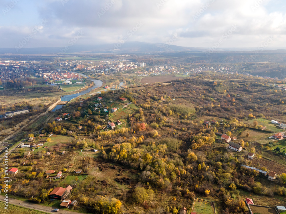 Aerial view of town of Montana, Bulgaria