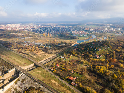 Aerial view of town of Montana, Bulgaria