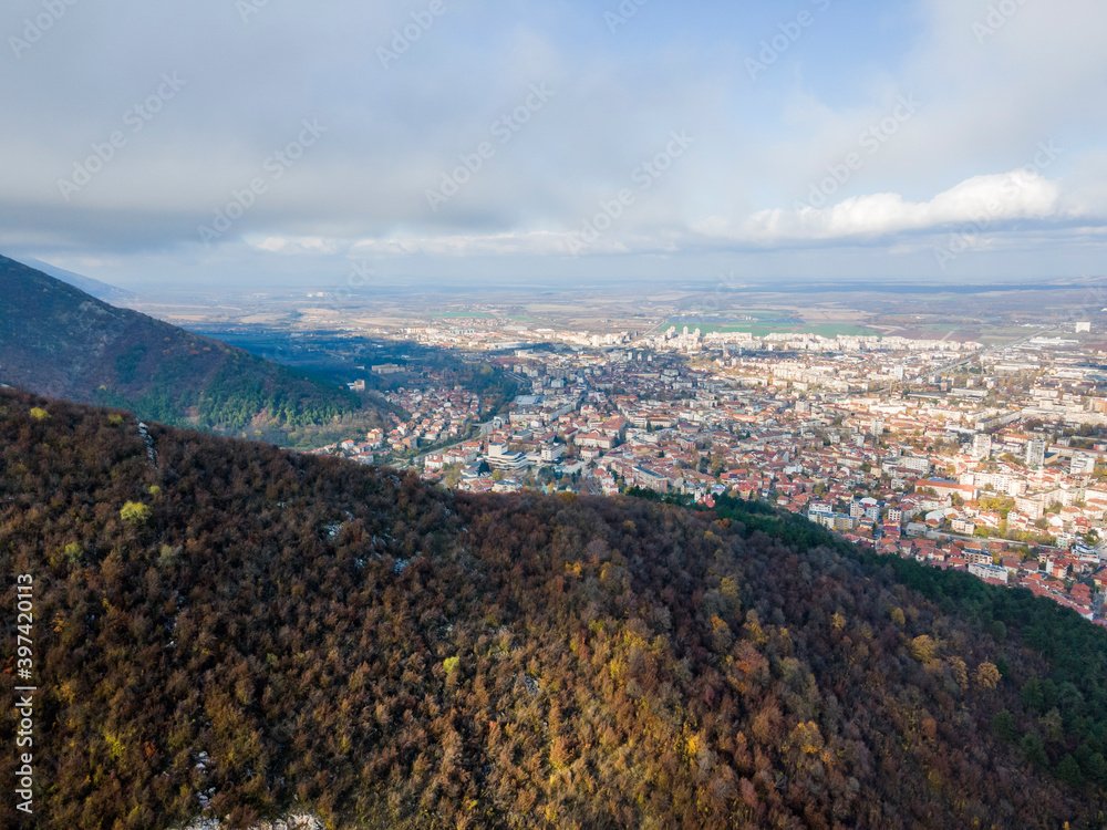Aerial view of town of Vratsa, Bulgaria