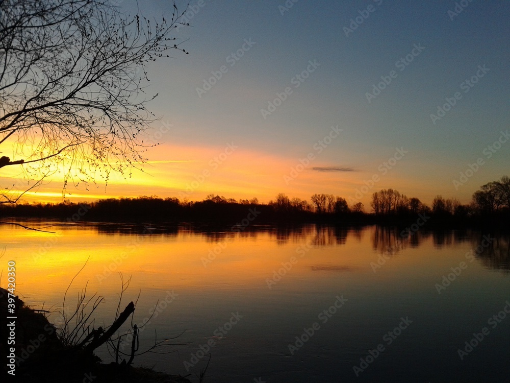 sunset over lake