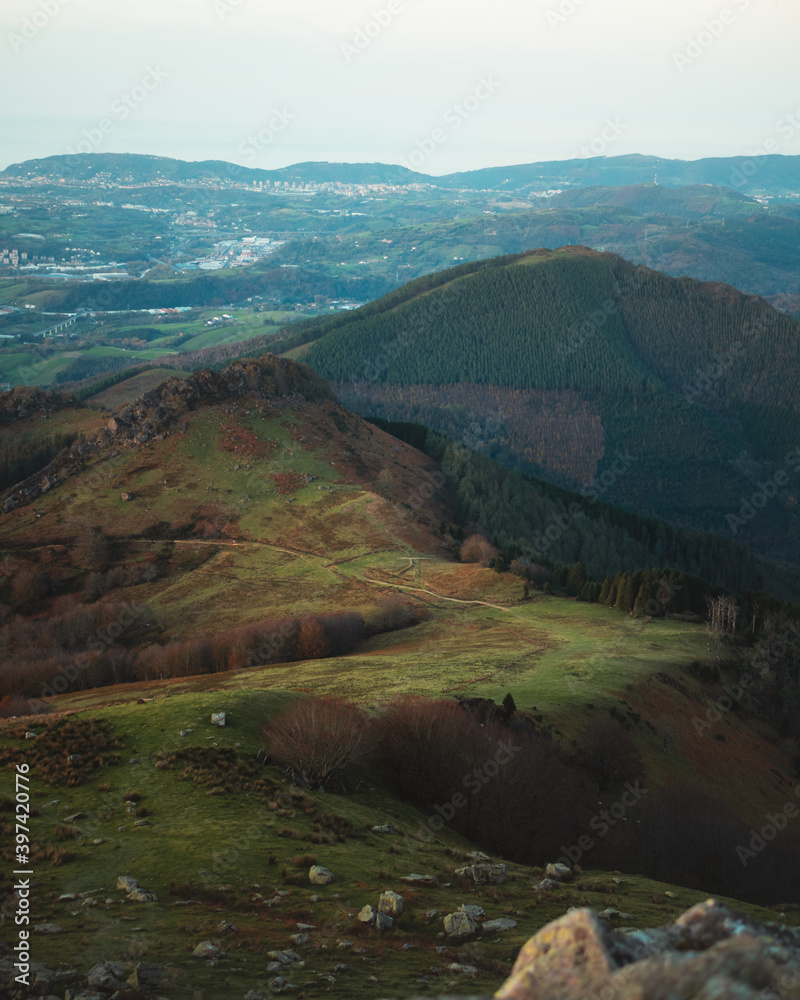 Views of Basque hills from the top of Adarra mountain Views of Basque hills from the top of Adarra mountain