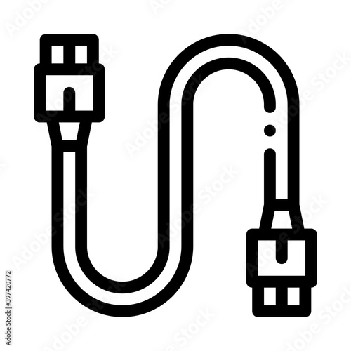 electonic cord computer detail black icon vector. electonic cord computer detail sign. isolated symbol illustration