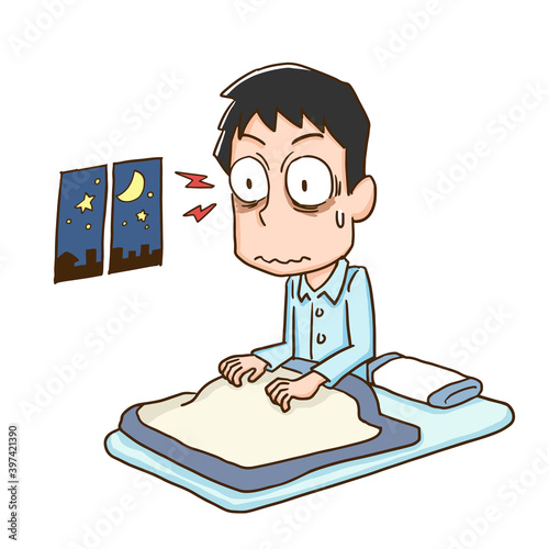 不眠症で眠れない男性