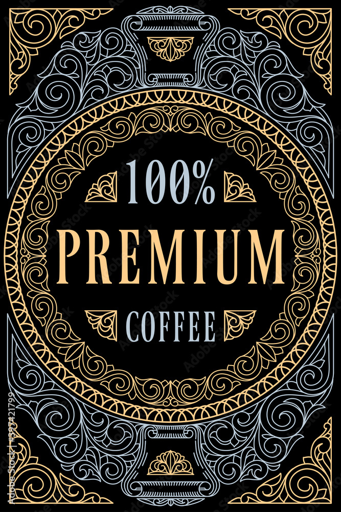 Premium coffee - ornate decorative label