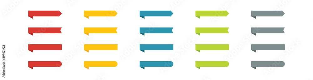 Colored ribbon on white backdrop. Set bookmark flat icon. Vector Colored ribbon on white backdrop. Set bookmark flat icon. Vector