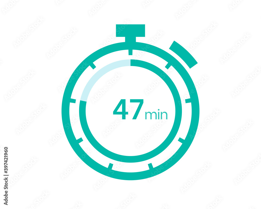 47 minutes timer icon, 47 min digital timer. Clock and watch, timer, countdown 47 minutes timer icon, 47 min digital timer. Clock and watch, timer, countdown