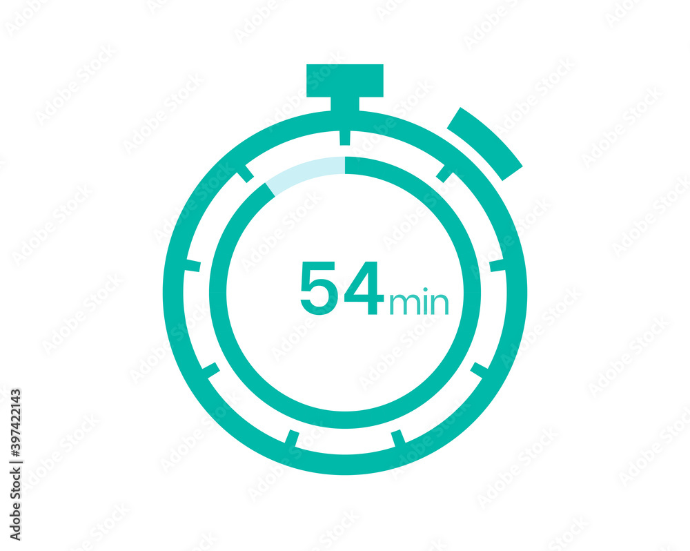54 minutes timer icon, 54 min digital timer. Clock and watch, timer, countdown 54 minutes timer icon, 54 min digital timer. Clock and watch, timer, countdown