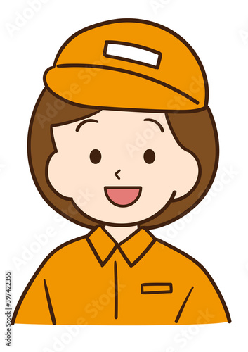 笑顔の作業着の女性アイコン