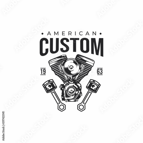 Custom retro vintage engine logo emblem