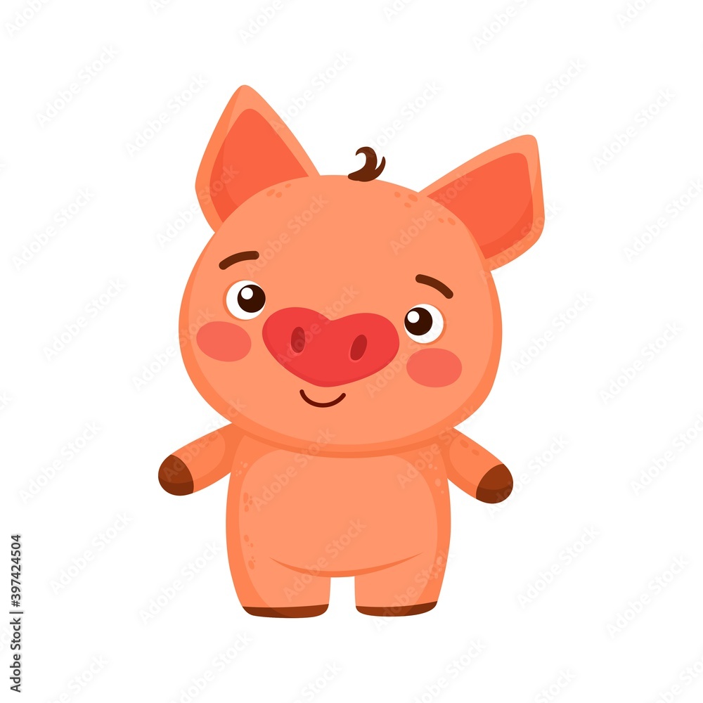 Valentine's day clipart. Cute loving piglet with a heart-shaped nose. Declaration of love. Vector printable illustration with cartoon characters Valentine's day clipart. Cute loving piglet with a heart-shaped nose. Declaration of love. Vector printable illustration with cartoon characters